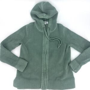 Pura Womens Sage Green Knit Sweater Full Zip Hoodie 100% Cotton Size XS